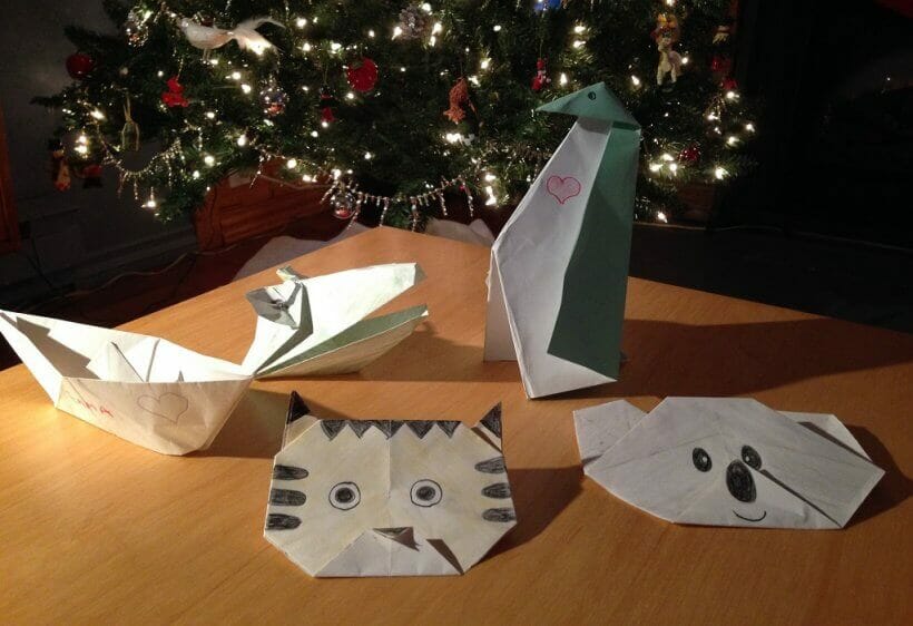 Quelques origamis faits par le lutin